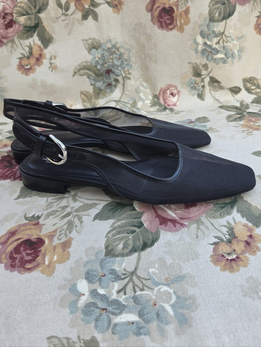 rag & bone Astra Mesh Black Slingback Flats Women's Shoes US 9.5 Euro 39.5